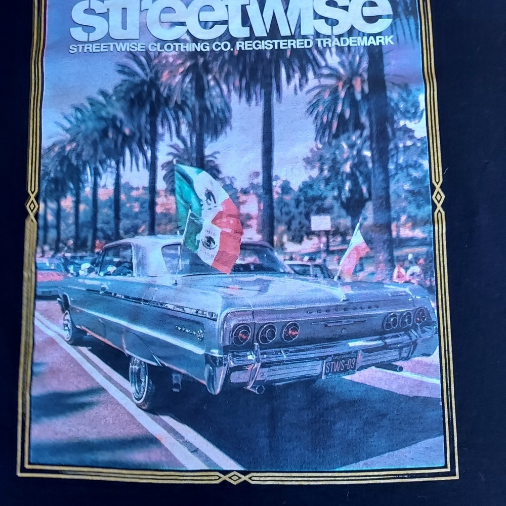 Streetwise Chevrolet Impala Mexico‎ Flag Black T-Shirt Men's Large Streetwear